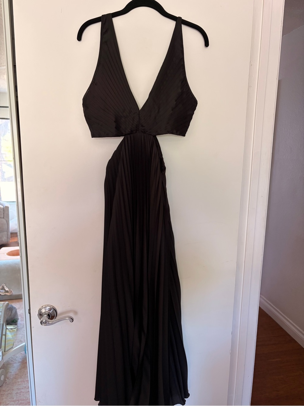 Abercrombie & Fitch Wedding Guest Cut-Out Black Maxi Dress